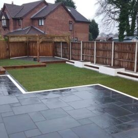black limestone paving patio